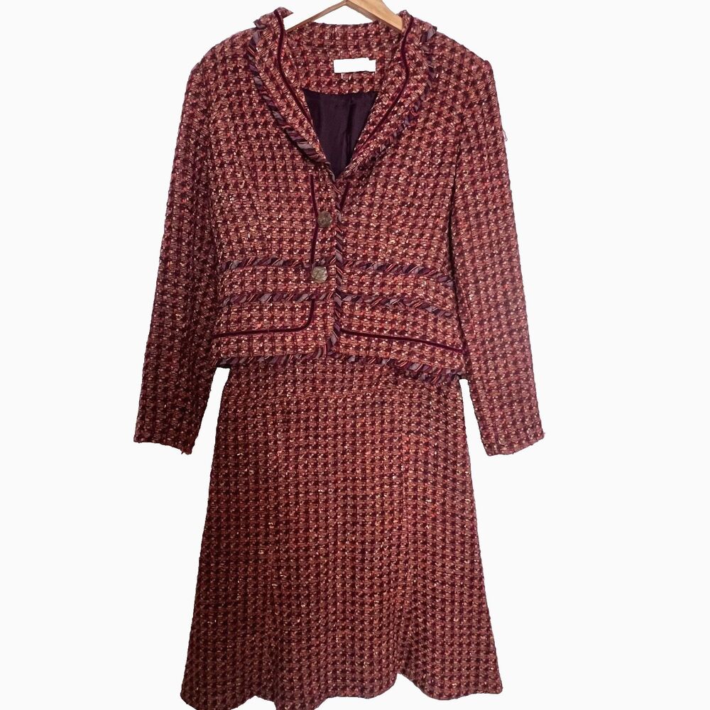 Vintage Canvasbacks 2 piece suit jacket skirt 8 tweed plaid